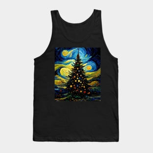 Christmas starry night painting inspired by Van Gogh Tank Top